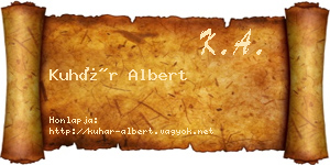 Kuhár Albert névjegykártya