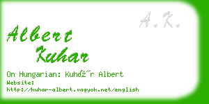 albert kuhar business card